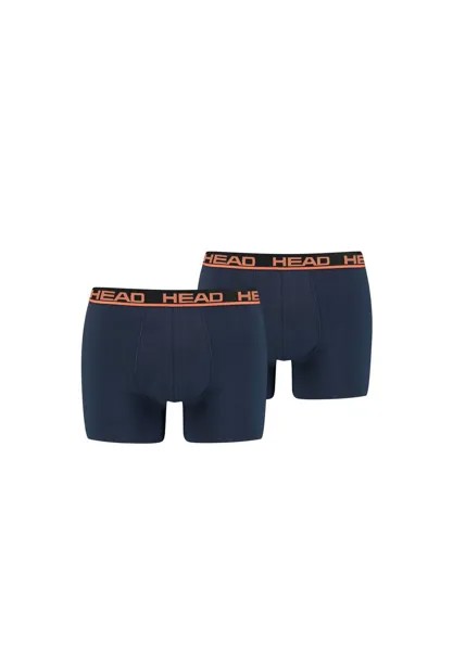 Мужские боксеры, 2 шт. – базовые, хлопок стрейч, однотонные HEAD, цвет Dunkelblau Orange