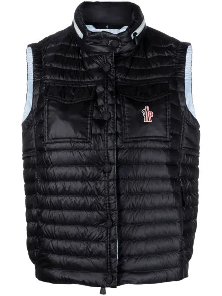 Moncler Grenoble дутый жилет с нашивкой-логотипом, черный