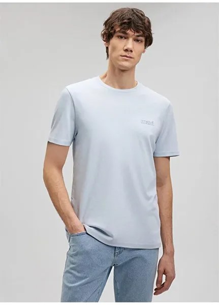 Однотонная мужская футболка с прямым воротником M0610360-70813_BASIC T-SHIRT Mavi