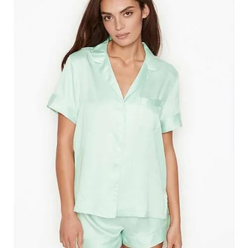 Пижама Victoria's Secret, рубашка, шорты, короткий рукав, размер М, зеленый