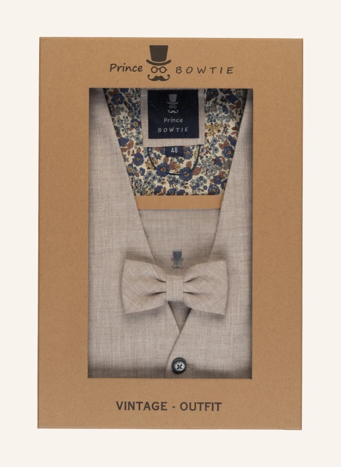 Комплект: жилет, галстук-бабочка и нагрудный платок  Prince Bowtie, бежевый