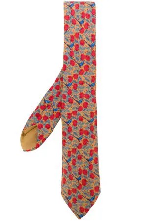 Hermès галстук с принтом ягод и птиц pre-owned