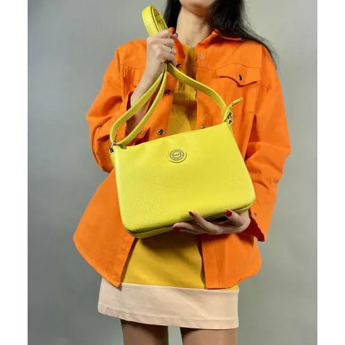 Сумка кросс-боди Polina & Eiterou P 1366Y F001-303 Yellow, фактура зернистая, желтый