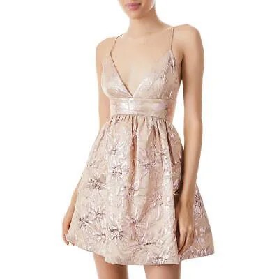 Женское коктейльное и вечернее платье розового цвета металлик Alice and Olivia 6 BHFO 7650