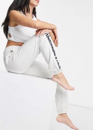 Белые джоггеры с логотипом сбоку Abercrombie & Fitch-Белый