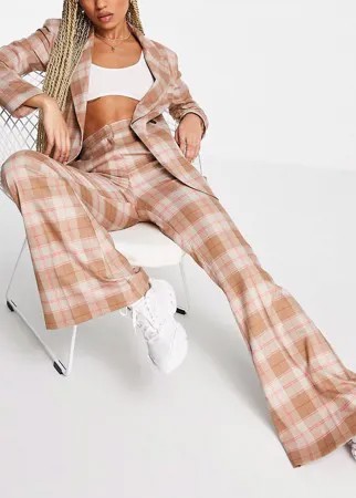 Узкие костюмные брюки клеш в клетку ASOS DESIGN-Разноцветный