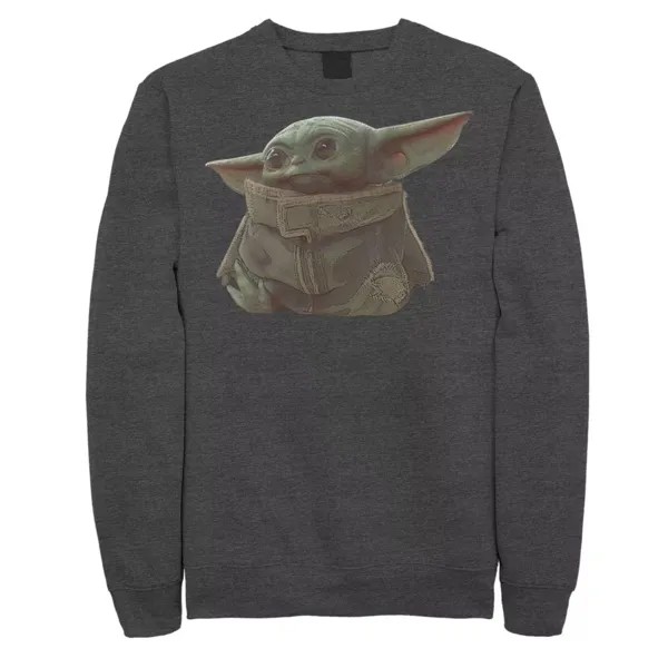 Мужской флисовый пуловер с рисунком The Mandalorian The Child aka Baby Yoda Portrait Star Wars