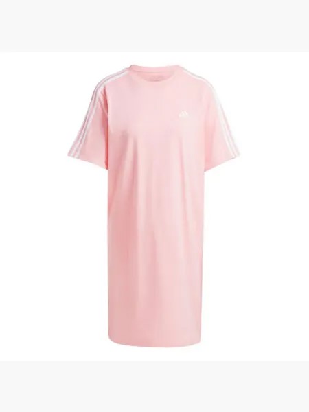Платье-футболка бойфренда из джерси с 3 полосками Essentials Adidas, розовый