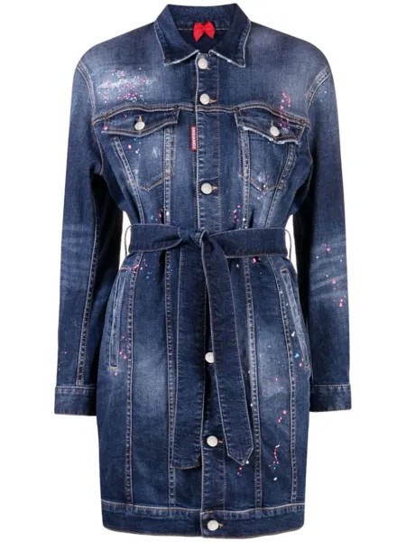 Dsquared2 платье мини с эффектом разбрызганной краски, синий