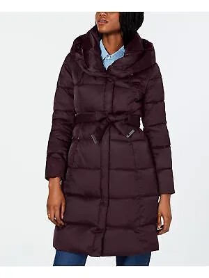 TAHARI Женская темно-бордовая зимняя куртка с капюшоном и поясом Пальто L