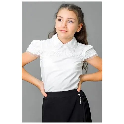 Школьная блуза Colabear, размер 122, бежевый