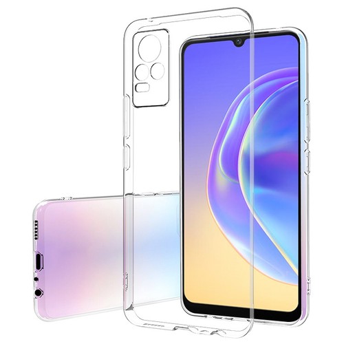 Прозрачный силиконовый чехол с защитой камеры для Vivo V21E 4G / Тонкий противоударный легкий чехол накладка на телефон Виво В21Е 4 Джи