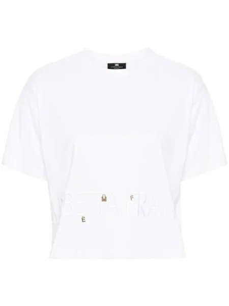Elisabetta Franchi футболка с вышитым логотипом, белый