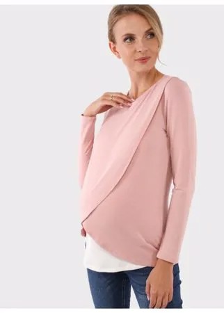 Лонгслив I love mum Ольга пудровый для беременных и кормящих (46)