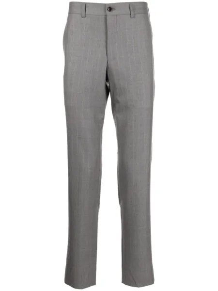 Comme des Garçons Homme Plus pinstriped wool straight-leg trousers, серый