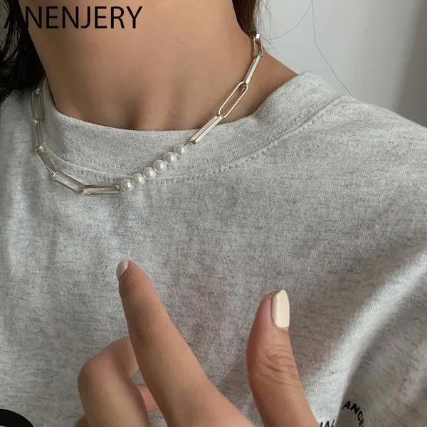 ANENJERY Стек Жемчужное ожерелье для женщин Вечеринка Ювелирные изделия Ожерелье Подарки Новинка