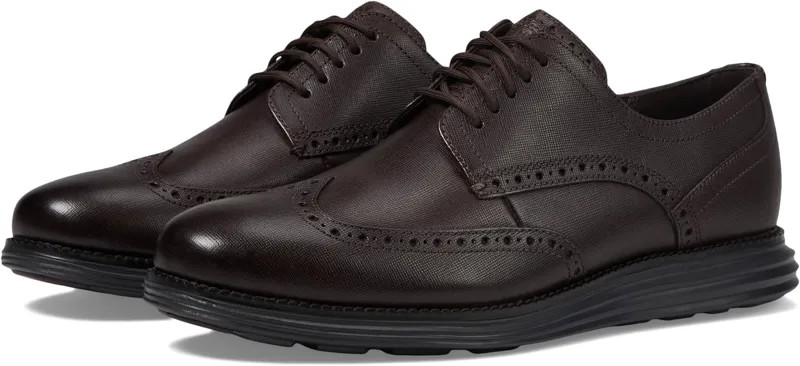 Оксфорды Originalgrand Wing Tip Oxford Cole Haan, цвет Dark Chocolate Saffiano/Black