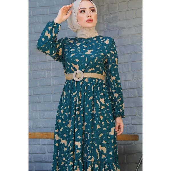 Макси-мусульманское женское платье с поясом и узором кистью Abaya Abayat Платье больших размеров Кафтан Дубай Халат Турция Дубай Ислам Marocain 2022