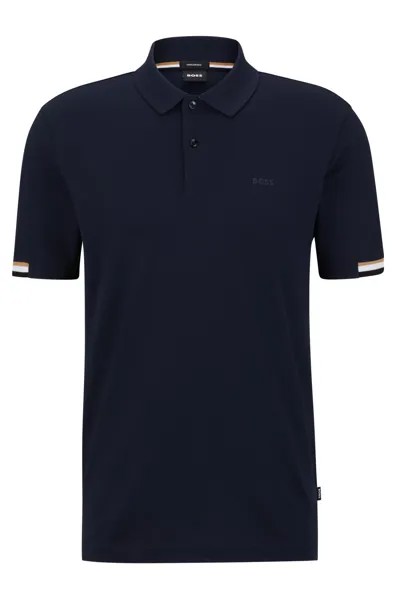 Футболка поло Boss Regular-fit With Rubberized Logo, темно-синий
