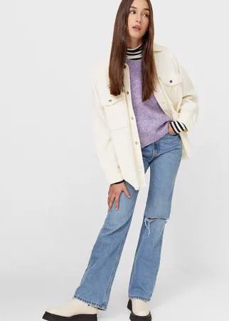 Stradivarius Вельветовая Плотная Рубашка Цвет Небеленого Полотна Xl