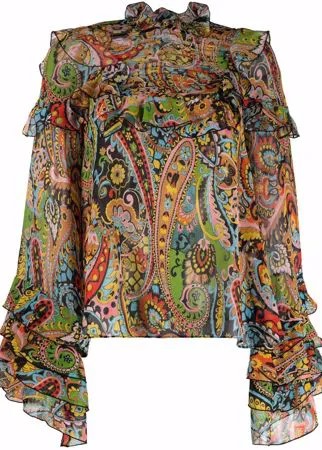 ETRO расклешенная блузка с узором пейсли