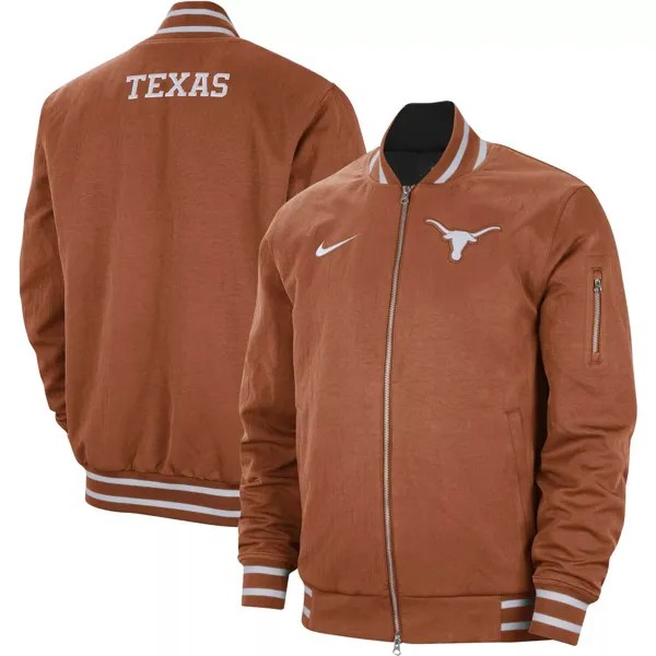 Мужская куртка-бомбер с молнией во всю длину Texas Longhorns Texas Orange Nike