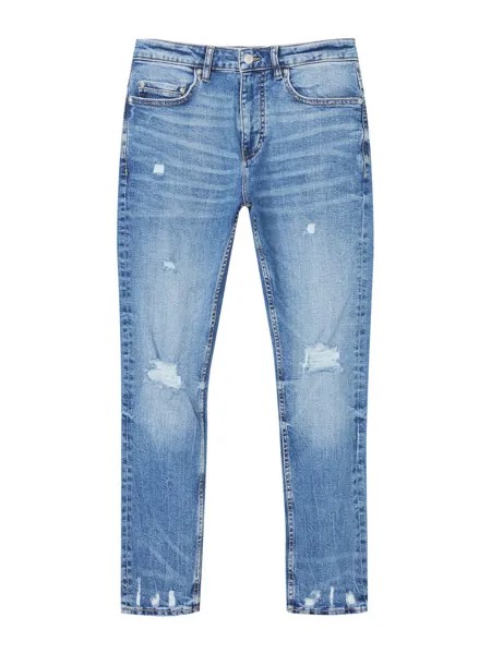 Джинсы узкого кроя Pull&Bear, синий джинсовый