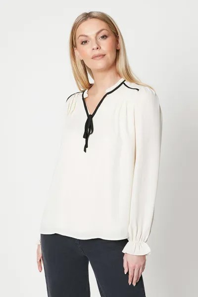 Блуза со складками и завязками на шее Wallis, белый