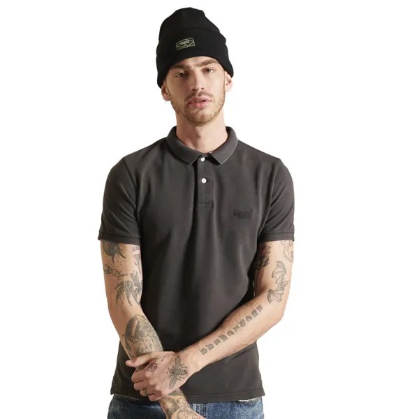 Поло с коротким рукавом Superdry Vintage Destroy, черный