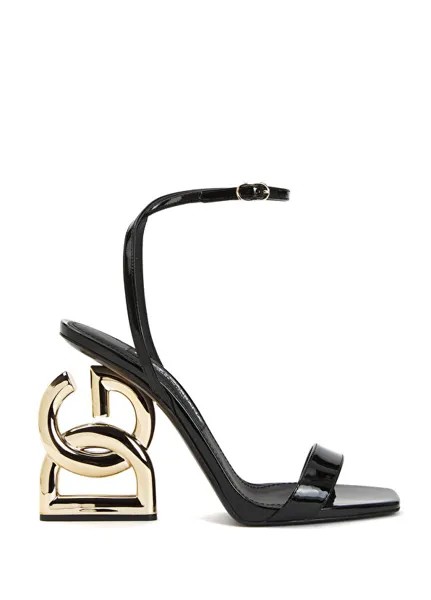 Женские кожаные сандалии с черным логотипом Dolce&Gabbana
