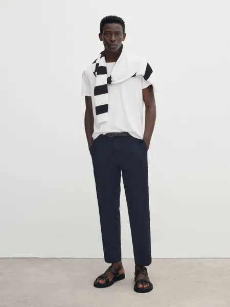 Футболка из мерцеризового хлопка с коротким рукавом Massimo Dutti, белый