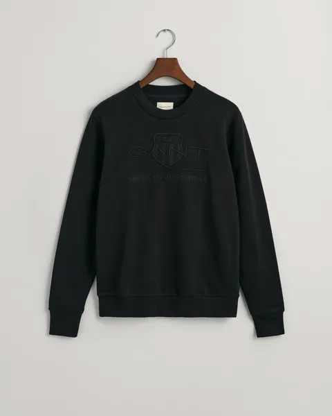 Пуловер Gant Tonal Shield Rundhals Sweatshirt, черный