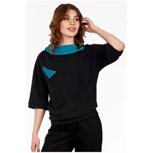 Блуза  Setty'S Collection, повседневный стиль, трикотажная, размер 44, черный