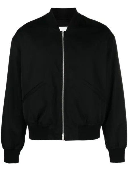 Jil Sander zip-up wool bomber jacket, черный
