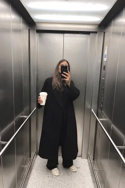 Мягкое пальто оверсайз ZARA, черный