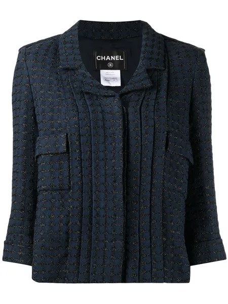 Chanel Pre-Owned твидовый пиджак с плиссировкой