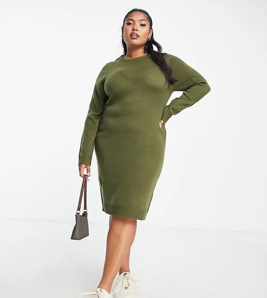 Платье-джемпер с круглым вырезом Brave Soul Plus-Зеленый цвет