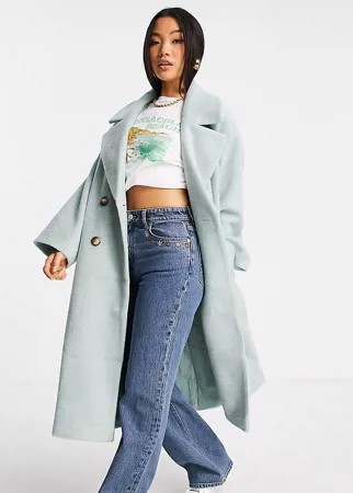 Oversized-пальто мятного цвета из букле ASOS DESIGN Petite-Голубой