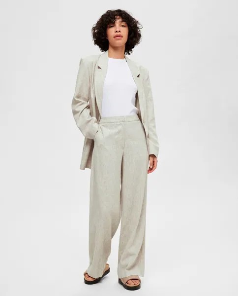 Женские льняные костюмные брюки Selected Femme