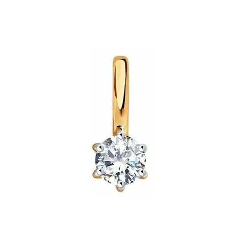 Подвеска GOLD CENTER, красное золото, 585 проба, фианит