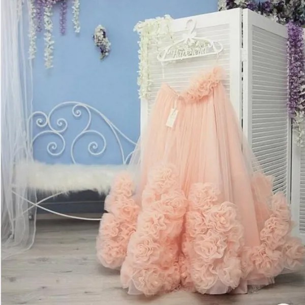 Персиковые свадебные юбки с драпировкой в форме цветка, тюлевые юбки-пачки, прозрачные многоярусные женские юбки