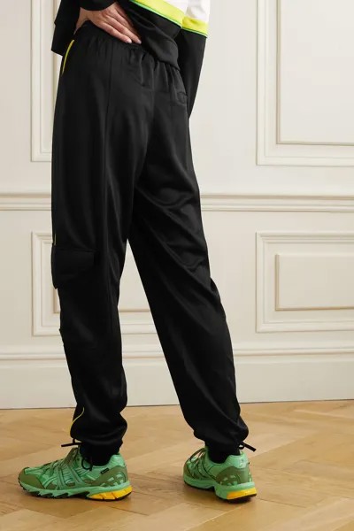 GANNI Зауженные спортивные брюки из переработанного джерси с аппликацией, черный