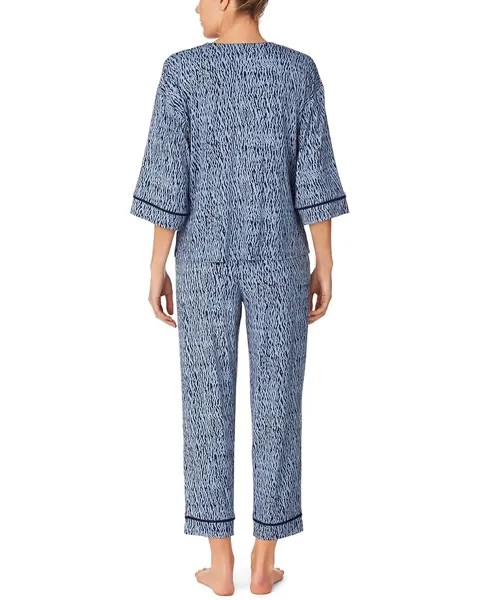 Пижамный комплект Donna Karan 3/4 Sleeve Crop Pants PJ Set, цвет Eclipse Texture