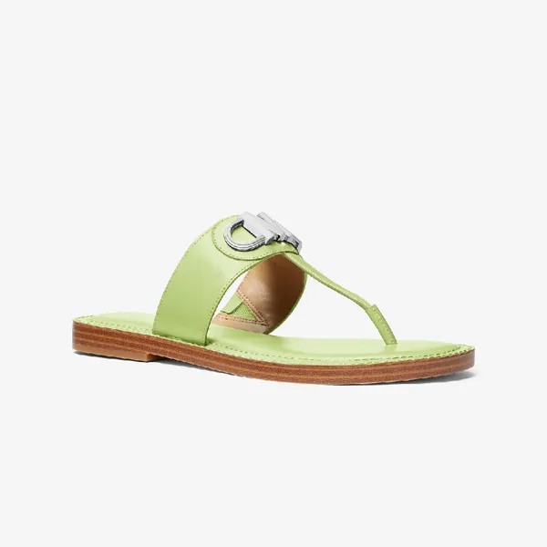 Сандалии Michael Michael Kors Parker Leather T-Strap, зеленый