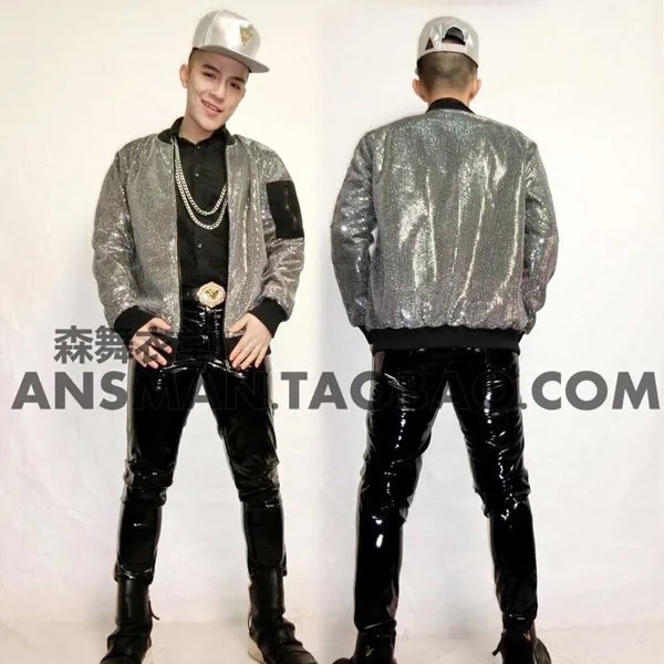 Женская модная Серебристая куртка DJ Singer, Мужское пальто, Мужская одежда, индивидуальный костюм, уличная одежда в стиле хип-хоп