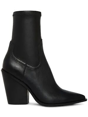 STEVE MADDEN Женские кожаные ботинки в стиле вестерн черного цвета с острым носком и блочным каблуком, 9 м