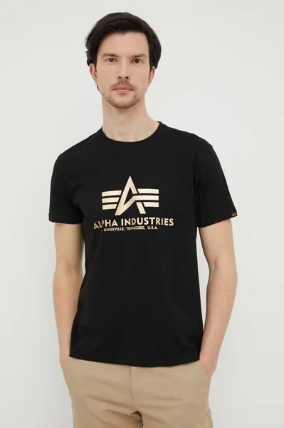 Хлопковая футболка Alpha Industries, черный