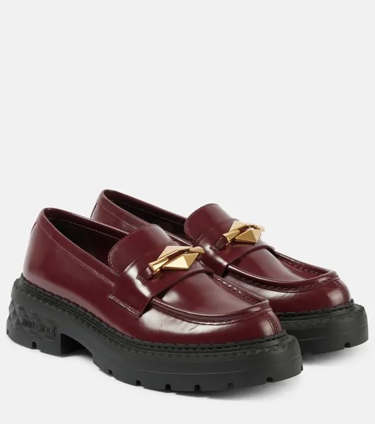 Кожаные лоферы Marlow с декором Jimmy Choo, бургунди