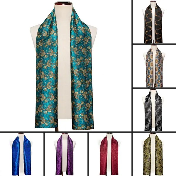 Barry.Wang Мужские шарфы Paisley Шелковый шарф Мягкий Зимний Повседневный Деловой костюм Рубашка Шарф 160 * 50 см
