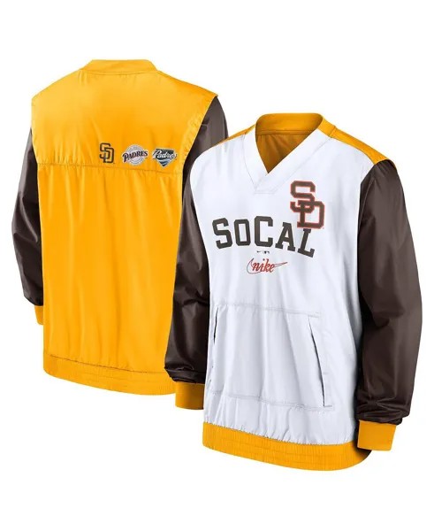Мужской белый, золотой пуловер с v-образным вырезом San Diego Padres Rewind Warmup Nike